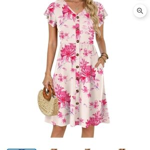 Chic Pink Floral Midi Dress